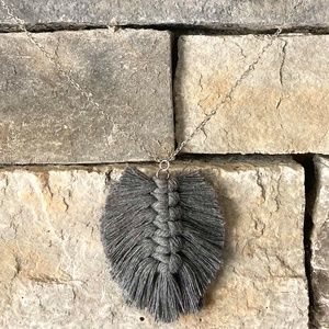 Silver macrame necklace/earring set.